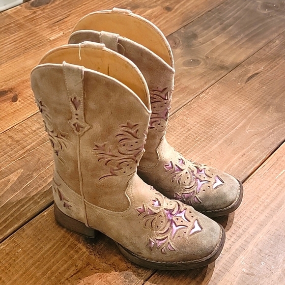 💥ROPER metallic purple girls boots Sz 3 - Picture 1 of 7